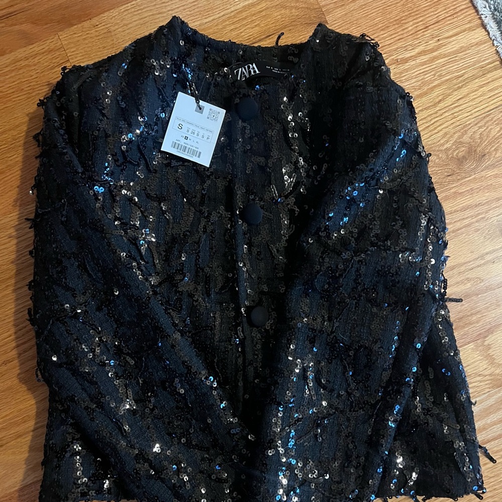 Zara Black Sequin Embellished Top